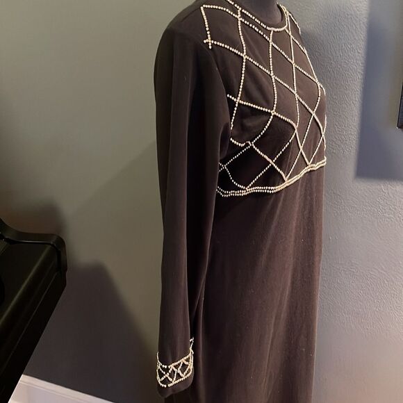 CDC gold bead diamond pattern bodice & cuffs knit maxi. Size 12. - Picture 5 of 9